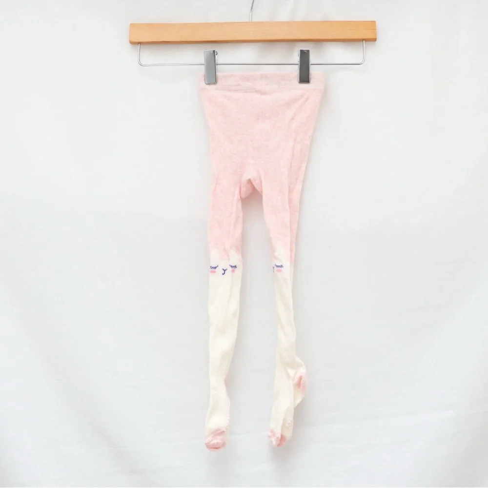 Baby Gap Set of 2 childrens tights red Christmas bear pink llama non-slip 12-24m